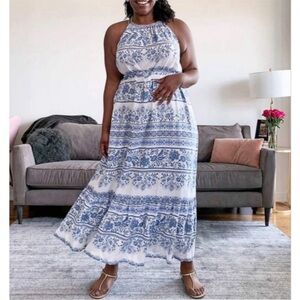 LOFT Blue and White Maxi Dress